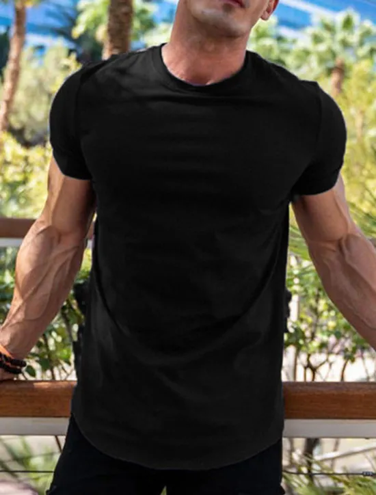 New OUKU Men's T Shirt Tee Top Short Sleeves Crew Neck Summer Plain Fashion Designer Basic Vacation Street Going out Black White khaki Top Tee for Men