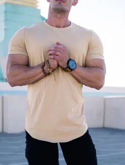 New OUKU Men's T Shirt Tee Top Short Sleeves Crew Neck Summer Plain Fashion Designer Basic Vacation Street Going out Black White khaki Top Tee for Men