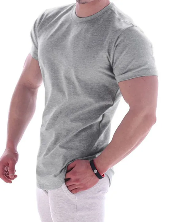 New OUKU Men's T Shirt Tee Top Short Sleeves Crew Neck Summer Plain Fashion Designer Basic Vacation Street Going out Black White khaki Top Tee for Men
