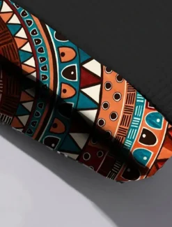 OUKU Men's T Shirt Tee Top Short Sleeves Crew Neck Summer Color Block Tribal Fashion Designer Ethnic Vacation Going out Casual Daily Black White Red Top Tee for Men