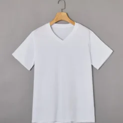 Online OUKU Men's T Shirt Tee Top Short Sleeves V Neck Summer Solid Color Plain Designer Basic Modern Contemporary Classic Style Vacation Street Going out Black White Red Top Tee for Men