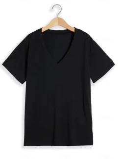 New OUKU Men's T Shirt Tee Top Short Sleeves V Neck Summer Plain Designer Basic Modern Contemporary Classic Style Vacation Street Going out Black White Pink Top Tee for Men