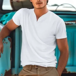New OUKU Men's T Shirt Tee Top Short Sleeve V Neck Summer Plain Sports Fashion Lightweight V Neck Vacation Casual Holiday Dark Grey Black White Top Tee for Men