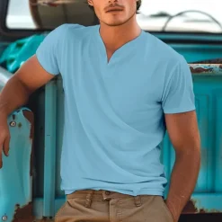 New OUKU Men's T Shirt Tee Top Short Sleeve V Neck Summer Plain Sports Fashion Lightweight V Neck Vacation Casual Holiday Dark Grey Black White Top Tee for Men