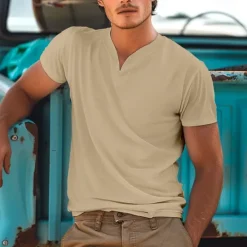 New OUKU Men's T Shirt Tee Top Short Sleeve V Neck Summer Plain Sports Fashion Lightweight V Neck Vacation Casual Holiday Dark Grey Black White Top Tee for Men