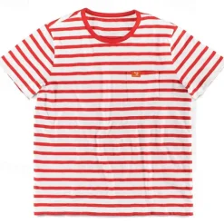 Online OUKU Men's T Shirt Tee Top Short Sleeves Crew Neck Summer Striped Fashion Designer Basic Front Pocket Vacation Street Going out Black Red Light Gray Top Tee for Men
