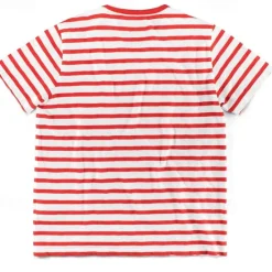 Online OUKU Men's T Shirt Tee Top Short Sleeves Crew Neck Summer Striped Fashion Designer Basic Front Pocket Vacation Street Going out Black Red Light Gray Top Tee for Men