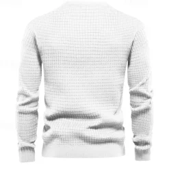Sale OUKU Men's T Shirt Tee Waffle Knit Tee Tee Top Long Sleeve Crew Neck Spring & Fall Plain Fashion Designer Basic Vacation Street Going out Black White Dark Gray Top Tee for Men
