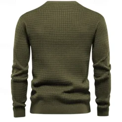 Sale OUKU Men's T Shirt Tee Waffle Knit Tee Tee Top Long Sleeve Crew Neck Spring & Fall Plain Fashion Designer Basic Vacation Street Going out Black White Dark Gray Top Tee for Men