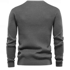 Sale OUKU Men's T Shirt Tee Waffle Knit Tee Tee Top Long Sleeve Crew Neck Spring & Fall Plain Fashion Designer Basic Vacation Street Going out Black White Dark Gray Top Tee for Men