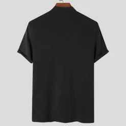 OUKU Men's T Shirt Turtleneck shirt Short Sleeve Stand Collar Summer Spring Plain Fashion Casual Comfortable Vacation Street Holiday Black White Red Top Tee for Men