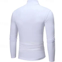 Sale OUKU Men's T Shirt Turtleneck shirt Long Sleeve Shirt Long Sleeve Stand Collar Fall & Winter Plain Lightweight Classic Casual Classic Outdoor Casual Sports Black White Gray Top Tee for Men