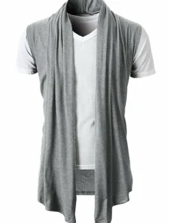 Best OUKU Men's T Shirt Undershirt Sleeveless Stand Collar Plain Vests Black Army Green Light Grey Top Tee for Men