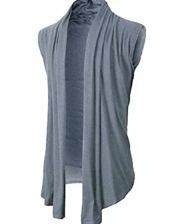 Best OUKU Men's T Shirt Undershirt Sleeveless Stand Collar Plain Vests Black Army Green Light Grey Top Tee for Men