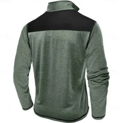 Online OUKU Men's T Shirt Zip Polo Tactical t shirt Tee Top Long Sleeve Quarter Zip Banded Collar Spring & Fall Color Block Daily Casual Street Style Pocket Quarter Zip Outdoor Street Causal Blue Green Wine Top