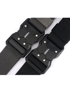 Discount OUKU Men's Tactical Belt Buckle Black Royal Blue Polyester Retro Traditional Plain Daily Wear Going out Weekend