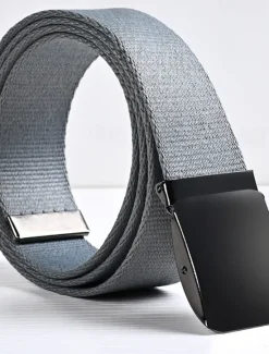 New OUKU Men's Tactical Belt Canvas Belt Black White Canvas Plain Daily Wear Going out Weekend