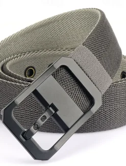 Outlet OUKU Men's Tactical Belt Canvas Belt Nylon Belt Waist Belt Black White Alloy Durable Adjustable Plain Outdoor Daily