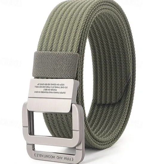 Discount OUKU Men's Tactical Belt Frame Buckle black red jumper Khaki Jumper Fashion Sporty Casual Daily