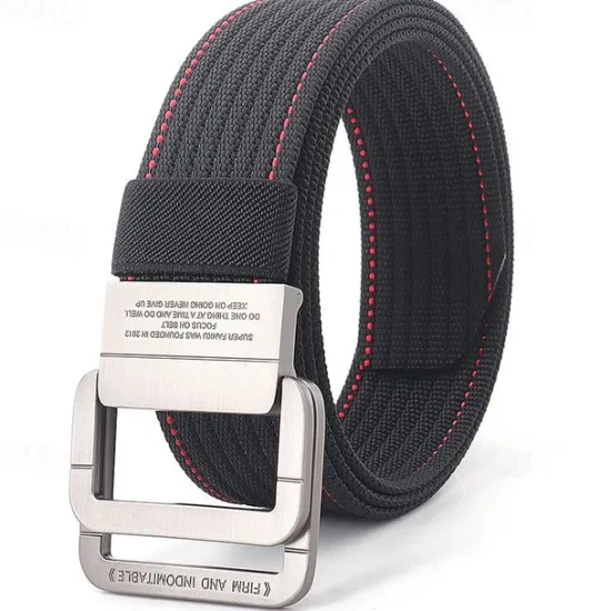 Discount OUKU Men's Tactical Belt Frame Buckle black red jumper Khaki Jumper Fashion Sporty Casual Daily