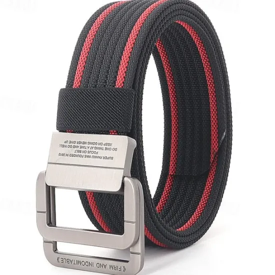 Discount OUKU Men's Tactical Belt Frame Buckle black red jumper Khaki Jumper Fashion Sporty Casual Daily