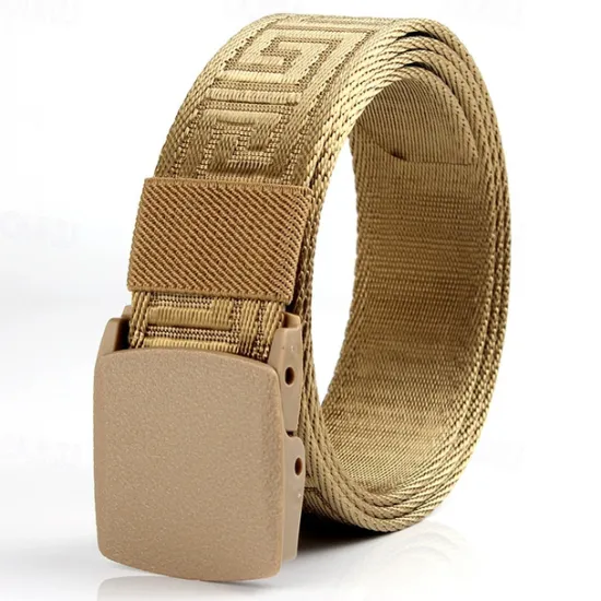 Sale OUKU Men's Tactical Belt Nylon Web Work Belt Black Kakhi Nylon Plain Daily Wear Going out Weekend