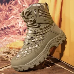 Discount OUKU Men's Tactical Camo Outdoor Boots with Non-Slip Sole and Reinforced Support – Durable Lace-Up Hiking & Hunting Footwear