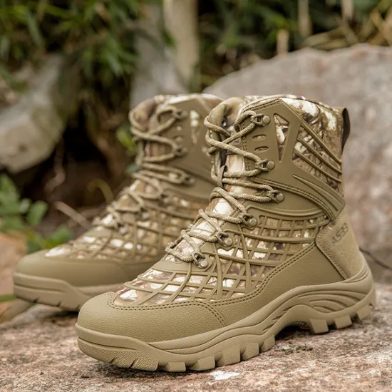 Discount OUKU Men's Tactical Camo Outdoor Boots with Non-Slip Sole and Reinforced Support – Durable Lace-Up Hiking & Hunting Footwear