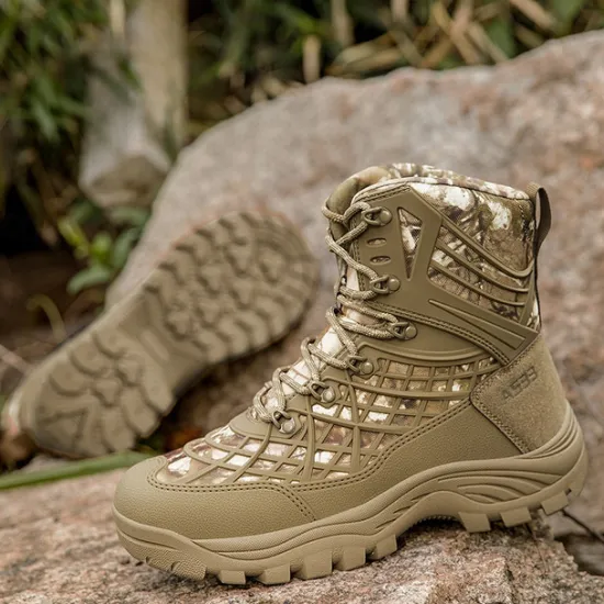 Discount OUKU Men's Tactical Camo Outdoor Boots with Non-Slip Sole and Reinforced Support – Durable Lace-Up Hiking & Hunting Footwear