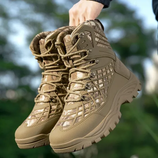 Discount OUKU Men's Tactical Camo Outdoor Boots with Non-Slip Sole and Reinforced Support – Durable Lace-Up Hiking & Hunting Footwear