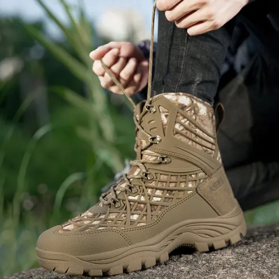 Discount OUKU Men's Tactical Camo Outdoor Boots with Non-Slip Sole and Reinforced Support – Durable Lace-Up Hiking & Hunting Footwear