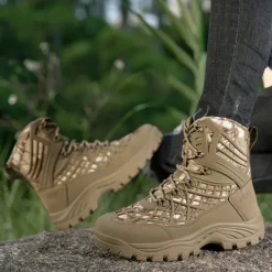Discount OUKU Men's Tactical Camo Outdoor Boots with Non-Slip Sole and Reinforced Support – Durable Lace-Up Hiking & Hunting Footwear