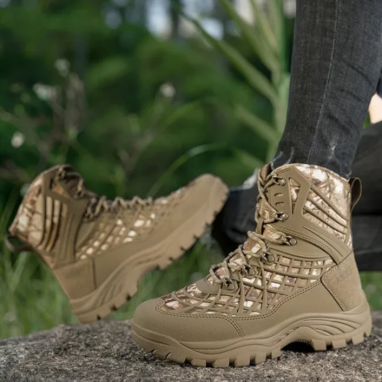 Discount OUKU Men's Tactical Camo Outdoor Boots with Non-Slip Sole and Reinforced Support – Durable Lace-Up Hiking & Hunting Footwear