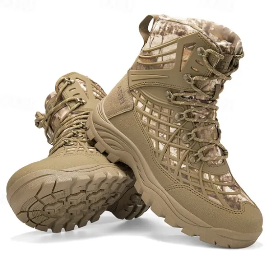 Discount OUKU Men's Tactical Camo Outdoor Boots with Non-Slip Sole and Reinforced Support – Durable Lace-Up Hiking & Hunting Footwear