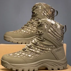 Discount OUKU Men's Tactical Camo Outdoor Boots with Non-Slip Sole and Reinforced Support – Durable Lace-Up Hiking & Hunting Footwear