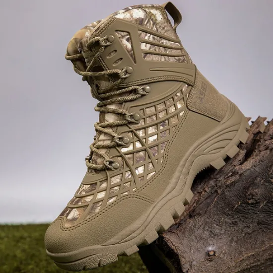 Discount OUKU Men's Tactical Camo Outdoor Boots with Non-Slip Sole and Reinforced Support – Durable Lace-Up Hiking & Hunting Footwear