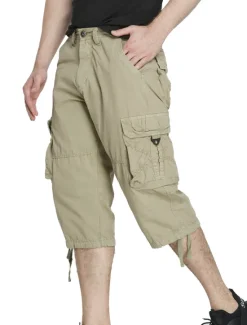 Discount OUKU Men's Tactical Cargo Chinos Patchwork Multi Pocket Solid Colored Windproof Breathable Short Casual Daily Cotton Basic Shorts Black Yellow Inelastic