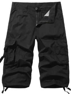 Discount OUKU Men's Tactical Cargo Chinos Patchwork Multi Pocket Solid Colored Windproof Breathable Short Casual Daily Cotton Basic Shorts Black Yellow Inelastic
