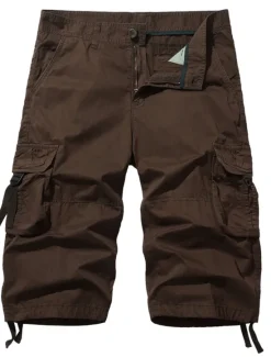 Discount OUKU Men's Tactical Cargo Chinos Patchwork Multi Pocket Solid Colored Windproof Breathable Short Casual Daily Cotton Basic Shorts Black Yellow Inelastic
