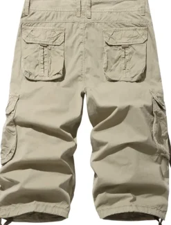 Discount OUKU Men's Tactical Cargo Chinos Patchwork Multi Pocket Solid Colored Windproof Breathable Short Casual Daily Cotton Basic Shorts Black Yellow Inelastic