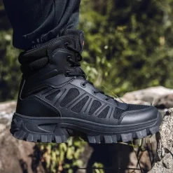 OUKU Men's Tactical Combat Boots with Rugged Non-Slip Soles – Durable and Breathable Military-Style Footwear for Hiking, Work, and Outdoor Activities