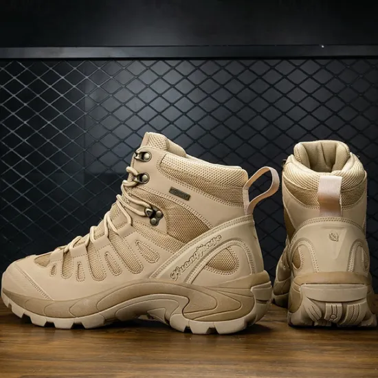Clearance OUKU Men's Tactical Hiking Boots - Lightweight Desert Combat Boots with Breathable Mesh and Anti-Slip Sole for Outdoor Adventures