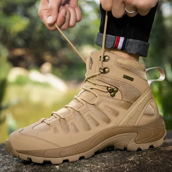 Clearance OUKU Men's Tactical Hiking Boots - Lightweight Desert Combat Boots with Breathable Mesh and Anti-Slip Sole for Outdoor Adventures