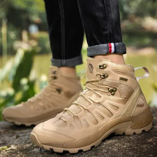 Clearance OUKU Men's Tactical Hiking Boots - Lightweight Desert Combat Boots with Breathable Mesh and Anti-Slip Sole for Outdoor Adventures