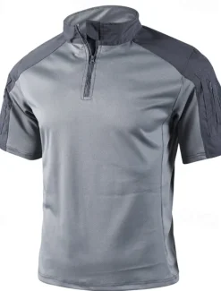 Outlet OUKU Men's Tactical Polo Outdoor Shirt Sports & Outdoor Daily Banded Collar Short Sleeve Fashion Basic Color Block Patchwork Summer Regular Fit Black Light Green Dark Green Green Khaki Army Green Tactical