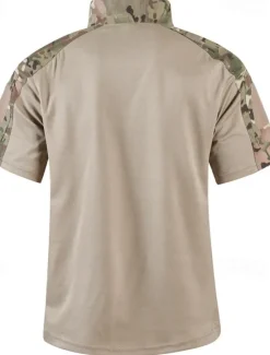 Outlet OUKU Men's Tactical Polo Outdoor Shirt Sports & Outdoor Daily Banded Collar Short Sleeve Fashion Basic Color Block Patchwork Summer Regular Fit Black Light Green Dark Green Green Khaki Army Green Tactical
