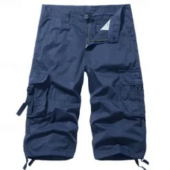 Outlet OUKU Men's Tactical Shorts Capri Cargo Shorts Cargo Shorts Capri Pants Hiking Shorts Buttons Multi Pocket Plain Wearable Calf-Length Outdoor Daily Going out Fashion Classic Lake blue Black