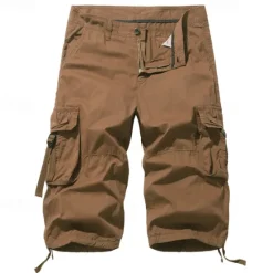 Outlet OUKU Men's Tactical Shorts Capri Cargo Shorts Cargo Shorts Capri Pants Hiking Shorts Buttons Multi Pocket Plain Wearable Calf-Length Outdoor Daily Going out Fashion Classic Lake blue Black
