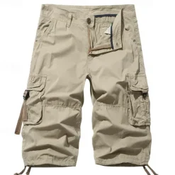 Outlet OUKU Men's Tactical Shorts Capri Cargo Shorts Cargo Shorts Capri Pants Hiking Shorts Buttons Multi Pocket Plain Wearable Calf-Length Outdoor Daily Going out Fashion Classic Lake blue Black