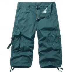Outlet OUKU Men's Tactical Shorts Capri Cargo Shorts Cargo Shorts Capri Pants Hiking Shorts Buttons Multi Pocket Plain Wearable Calf-Length Outdoor Daily Going out Fashion Classic Lake blue Black